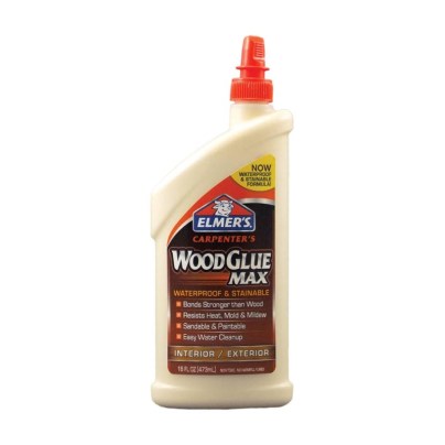 Bottle of Elmer's Carpenter's Wood Glue Max on a white background