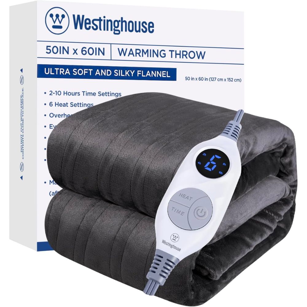 Westinghouse Electric Heated Flannel Throw Blanket