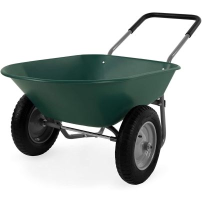 Best Choice Products Dual-Wheel Wheelbarrow on a white background