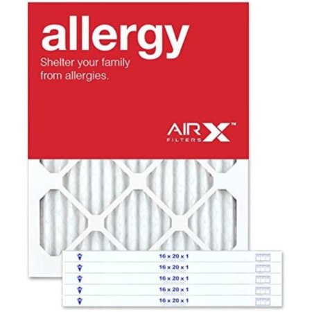  The AIRx Allergy MERV 11 Pleated Air Filter in red packaging on a white background.