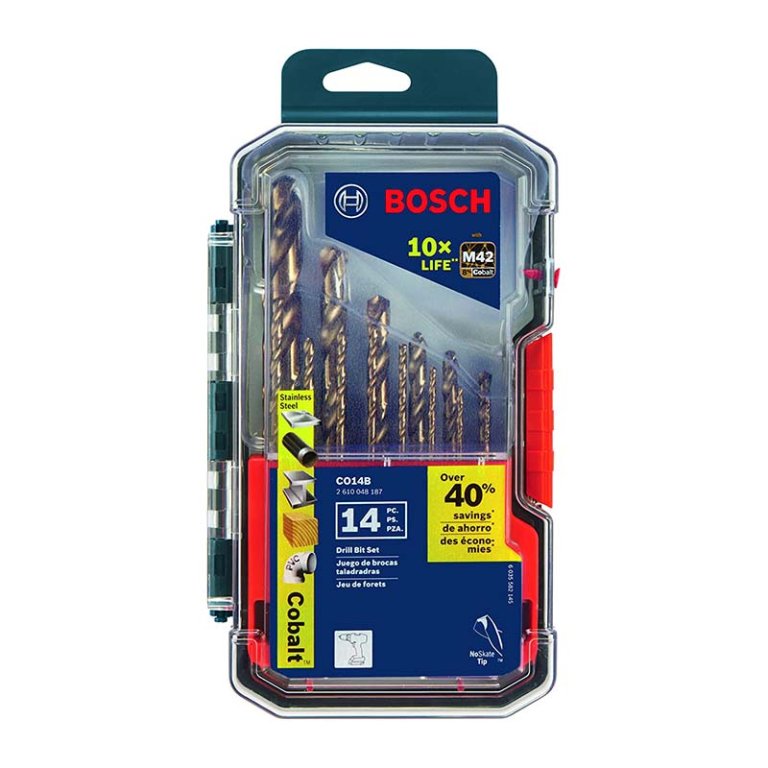  The Best Drill Bits Option: Bosch CO14B 14-Pc Cobalt M42 Drill Bit Set