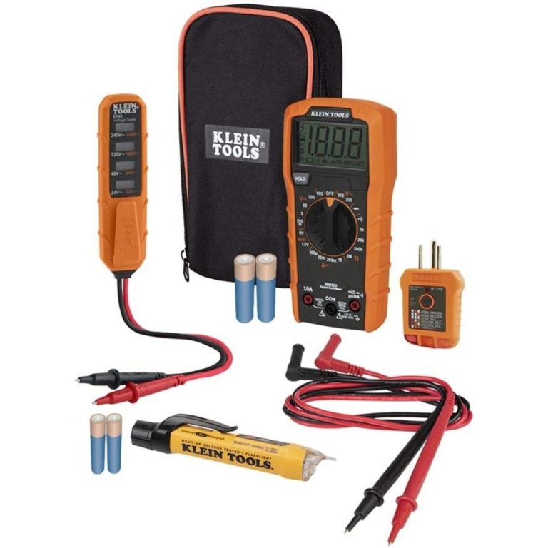  The Klein Tools MM320KIT Digital Multimeter Test Kit on a white background