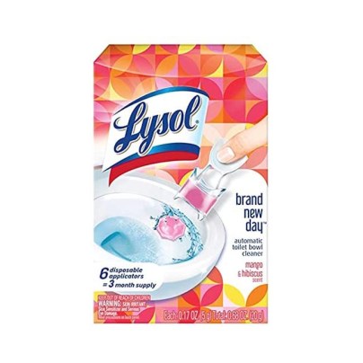 A package of Lysol Click Gel Automatic Toilet Bowl Cleaner on a white background.