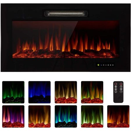 Homedex 36u0022 Recessed Electric Fireplace Insert