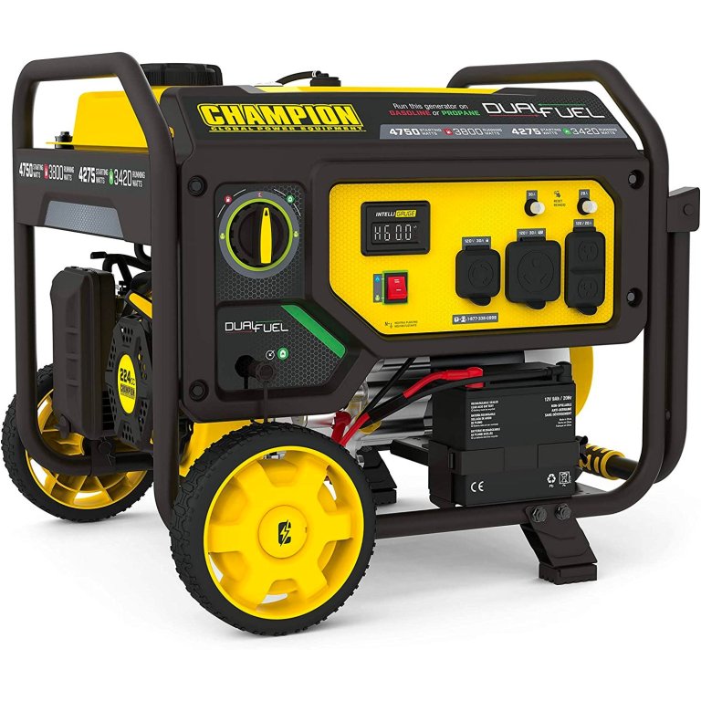  The Champion 8500-Watt Dual-Fuel Generator with CO Shield on a white background.