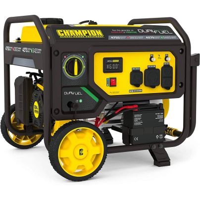 The Champion 8500-Watt Dual-Fuel Generator with CO Shield on a white background.