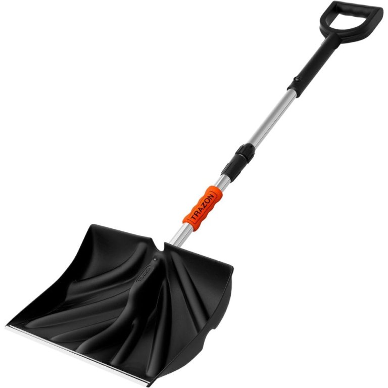  The Trazon Portable Folding Snow Shovel on a white background.
