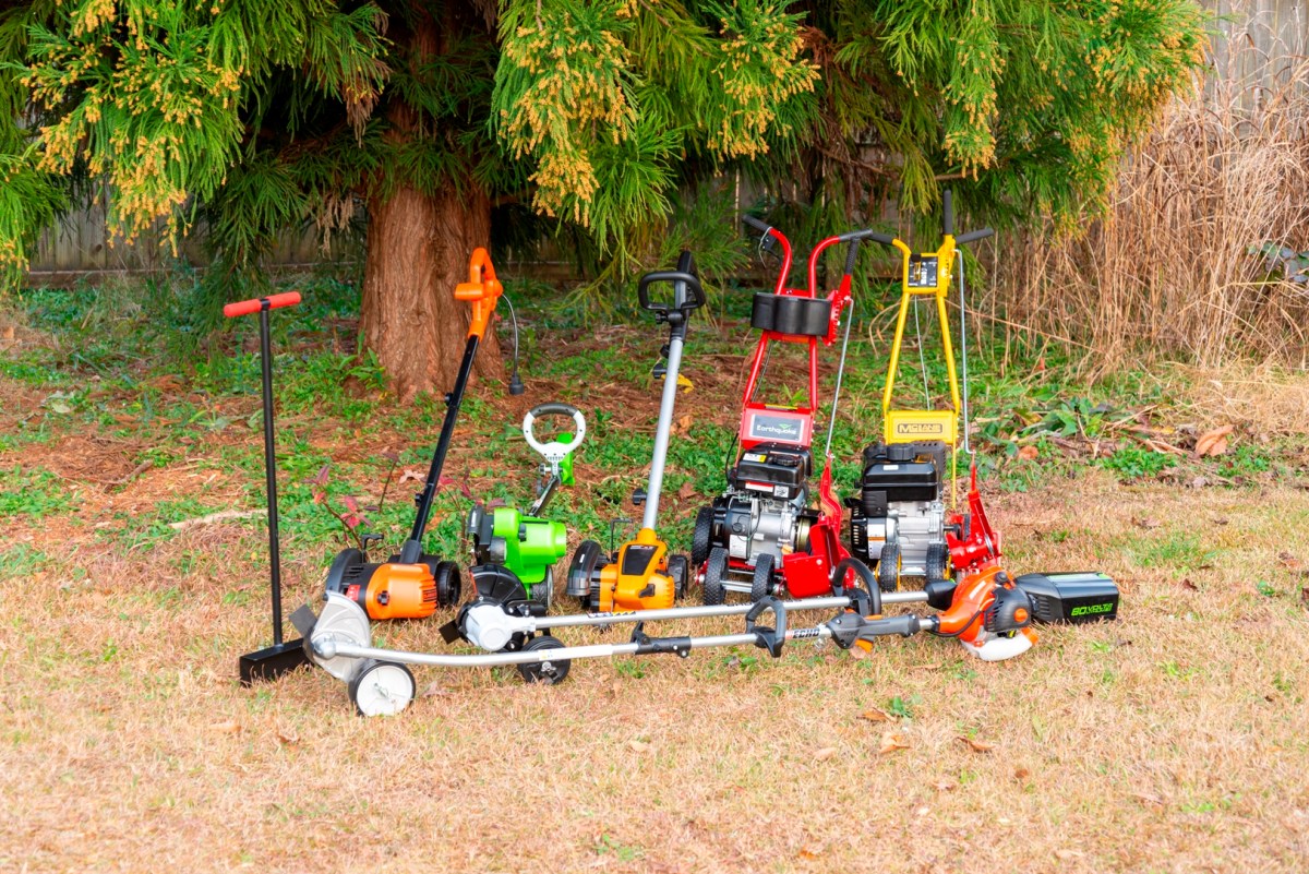 The best lawn edger options grouped together in a wooded setting