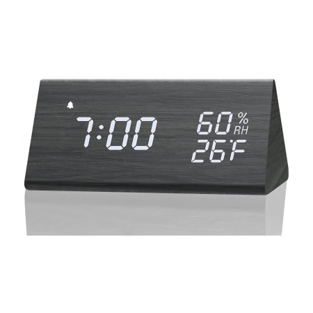 Jall Digital Alarm Clock with Wooden Display 