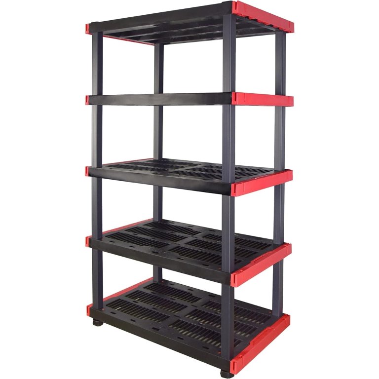  Plastic black and red Craftsman 40-Inch-by-24-Inch Ventilated 5-Tier Shelf on white background