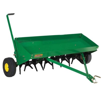 John Deere 48-Inch Tow-Behind Plug Aerator on a white background
