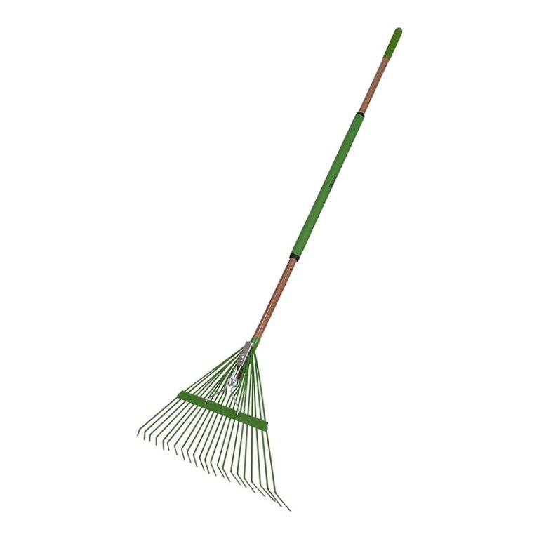  Green Ames 22-Tine Steel Leaf Rake on white background