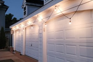 The best outdoor string lights option lighting up a garage
