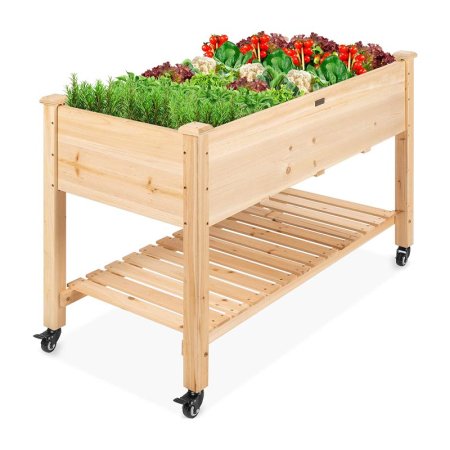  Best Choice Products Raised Garden Bed filled with plants on a white background