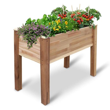  Jumbl Raised Canadian Cedar Garden Bed filled with plants on a white background