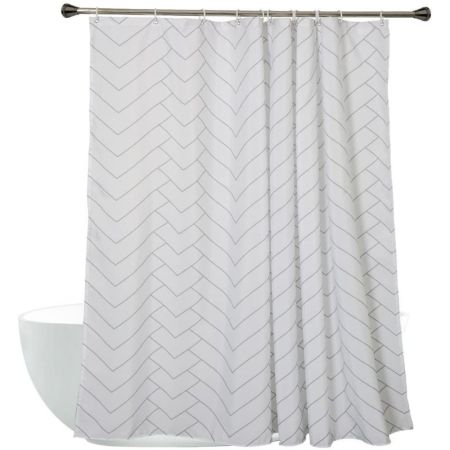 Aimjerry Hotel Quality Striped Fabric Shower Curtain