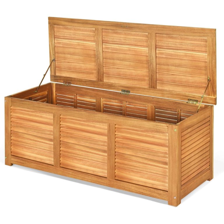 The Best Deck Box Option Tangkula 48-Gallon Acacia Wood Deck Box