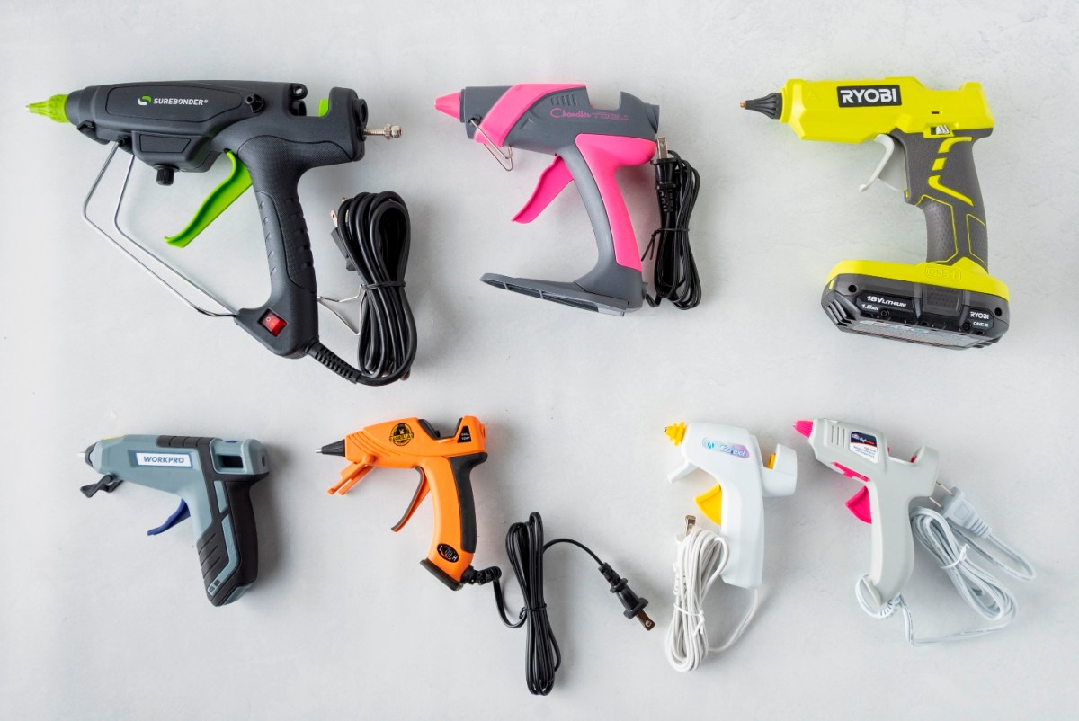 The Best Glue Gun Options placed next to each other in a group photo