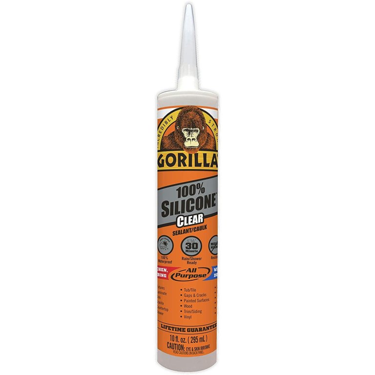  Tube of Gorilla Waterproof Silicone Caulk on a white background