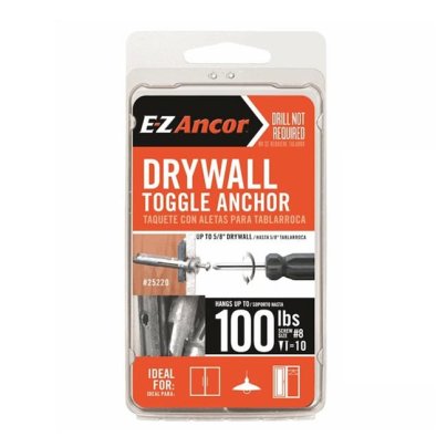 A packet of E-Z Ancor Toggle Lock Drywall Anchors on a white background