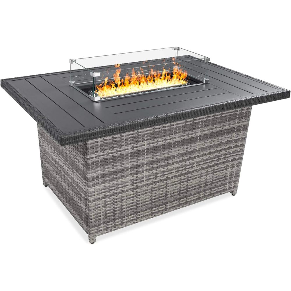 Best Choice Products Wicker Propane Fire Pit Table