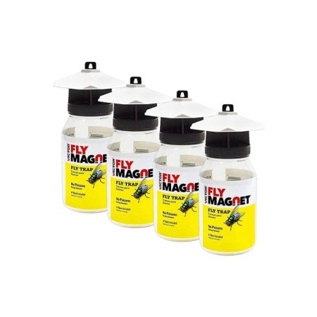  Four Victor Fly Magnet Fly Traps on white background