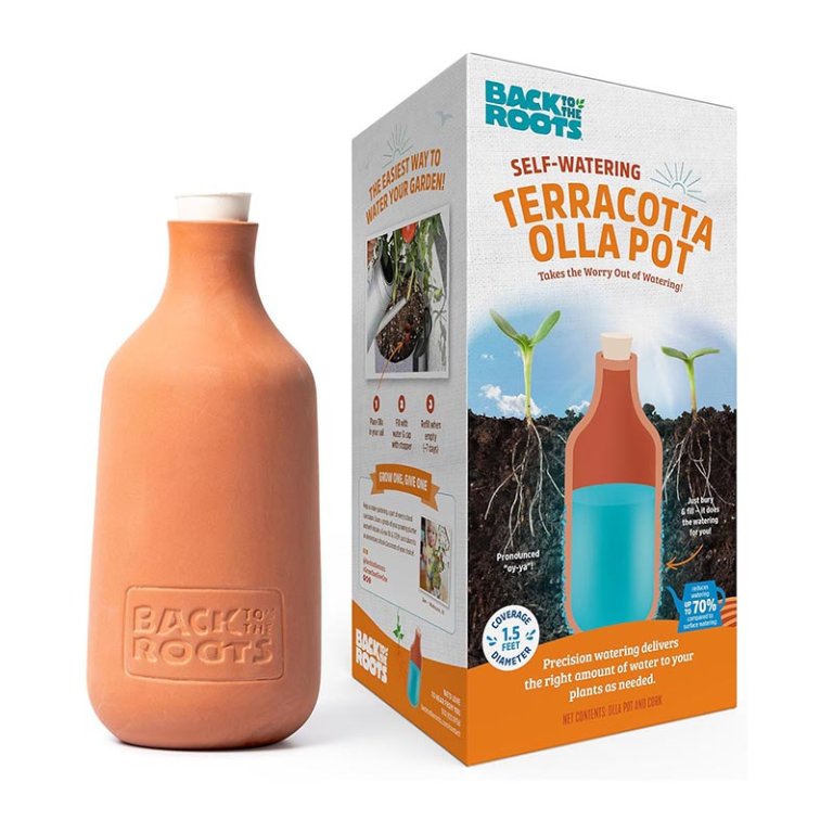 The Best Automatic Plant Waterer Option Back to the Roots Self-Watering Terra-Cotta Olla Pot
