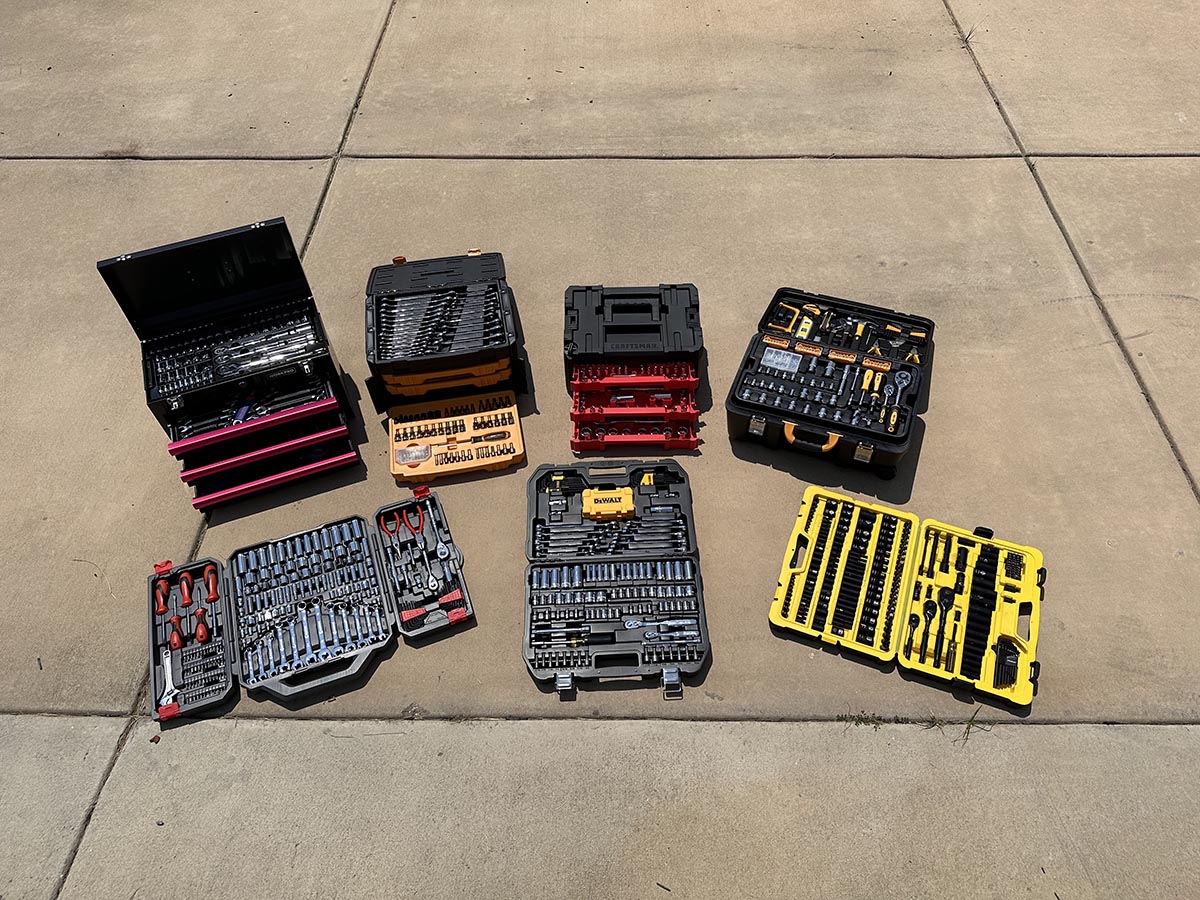 A group of the best mechanic tool sets option open to show their vast variety of tools