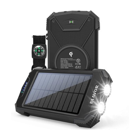 Blavor Solar Charger Power Bank, Qi Wireless Charger