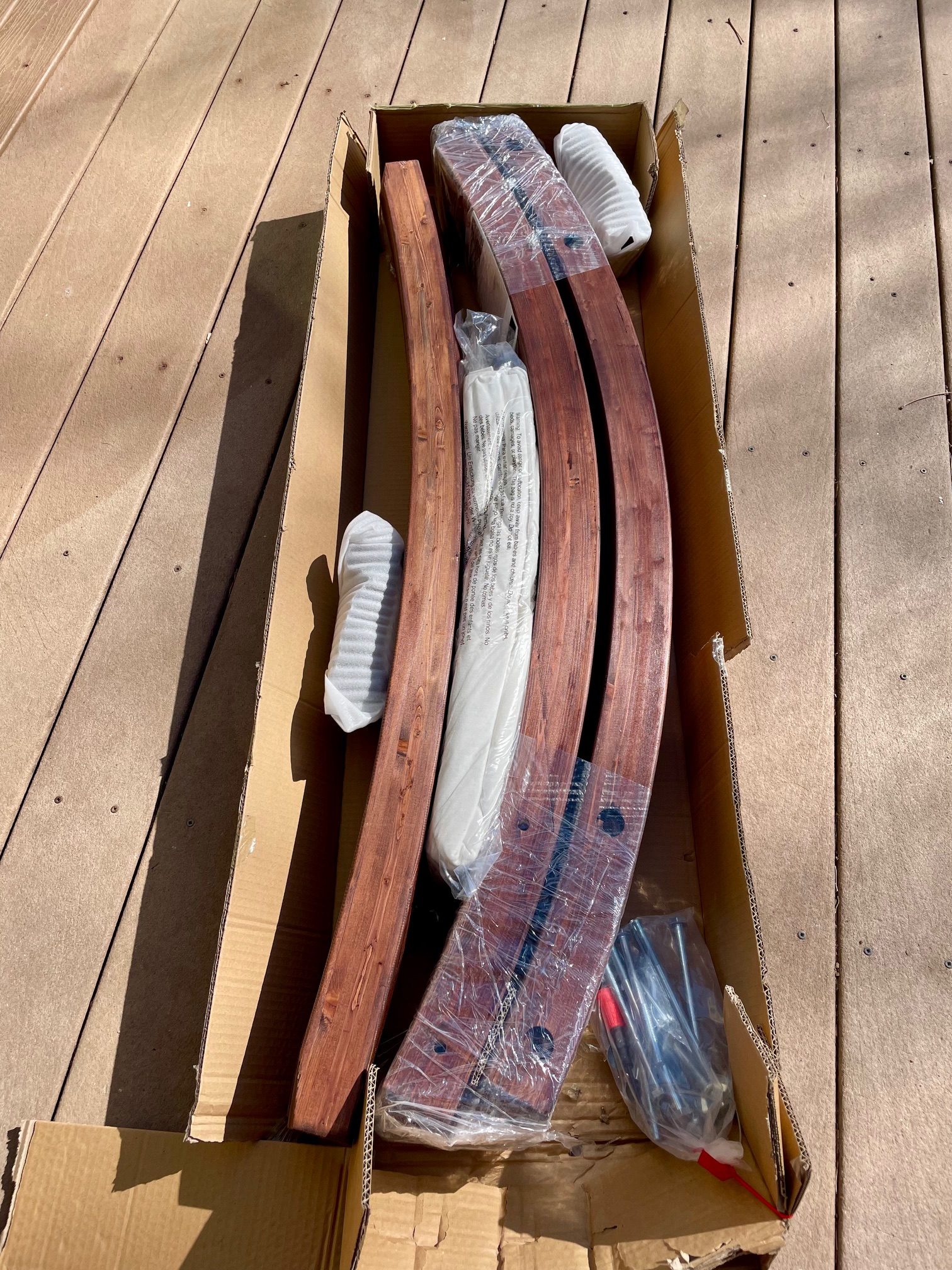 Vivere wooden hammock stand before assembly