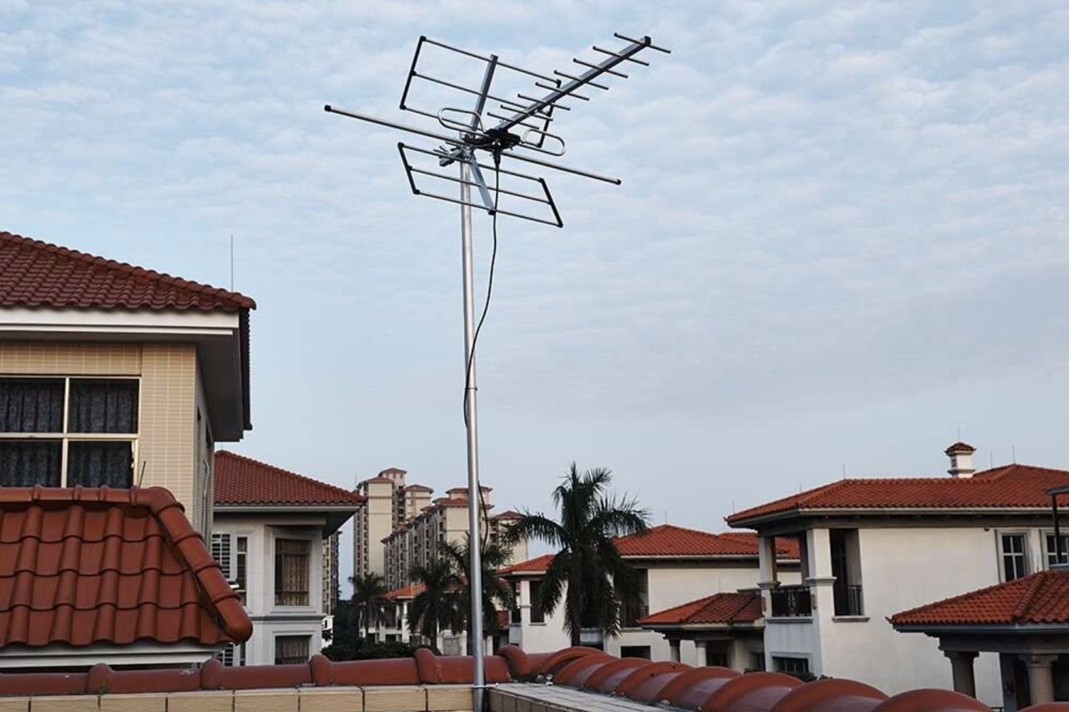 Satelite dish installed on a rooftop