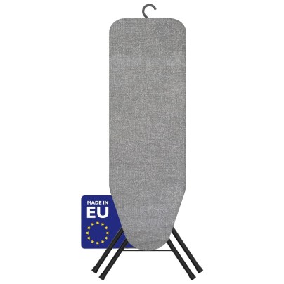 The Bartnelli Pulse Ironing Board on a white background with a blue square logo near that bottom noting its made the EU.