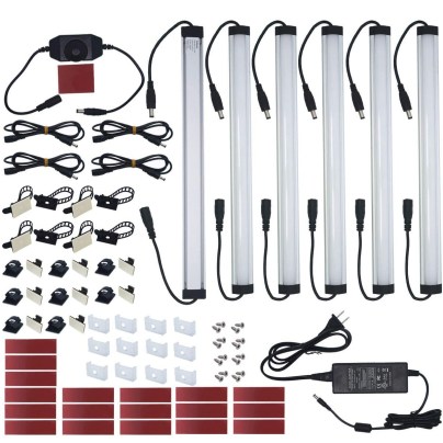 The Litever 6-Pack Under Cabinet Light Bar Kit on a white background.