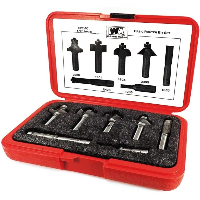  Whiteside Machine Company 401 Basic Router Bit Set in red case on white background