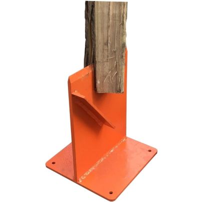 The Hi-Flame Firewood Kindling Splitter with a log on it on a white background.