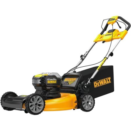  The DeWalt 2X20V MAX 21.5" Cordless Self-Propelled Mower on a white background.