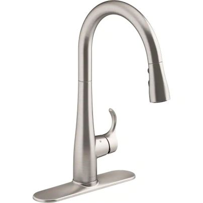 The Kohler Simplice Touchless Kitchen Faucet on a white background.