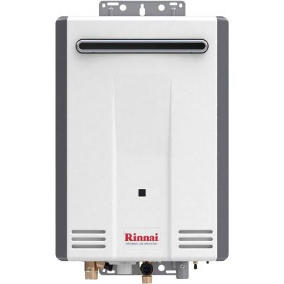 The Rinnai V53DeP High-Efficiency Tankless Water Heater on a white background.