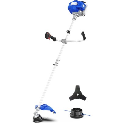 The Wild Badger Power 52cc Straight Shaft Brush Cutter on a white background.