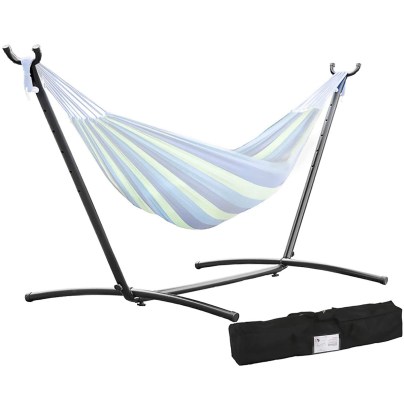 Best Hammock Stand Options: FDW Hammock Stand Portable Heavy Duty Hammock Stand Portable Steel Stand Only for Outdoor Patio or Indoor with Carrying Case
