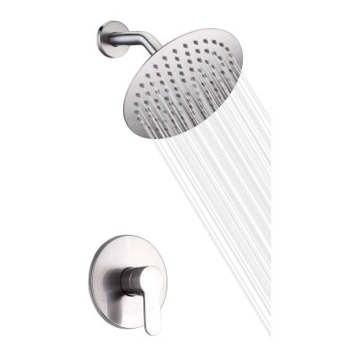 Sumerain Brushed-Gold Shower Faucet Set spraying water on a white background