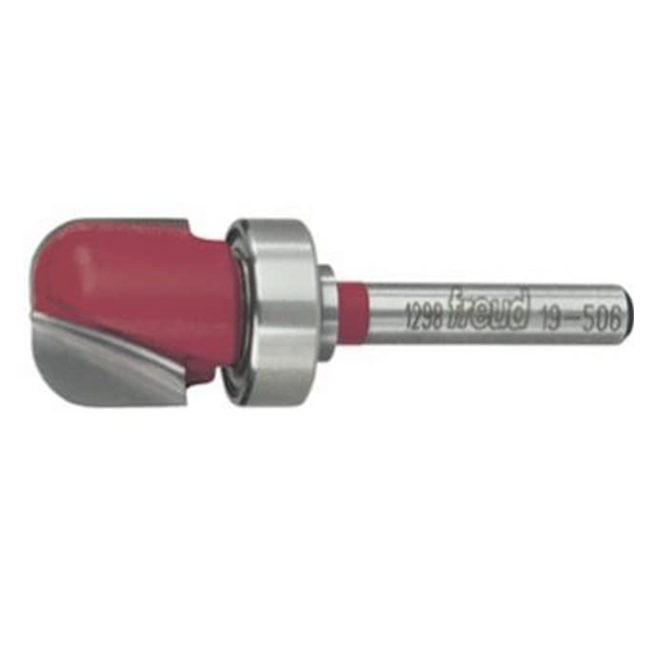 A red Dish Carving speciality router bit.