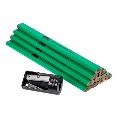 OX Tools 10 Pack Carpenter Pencils with Sharpener