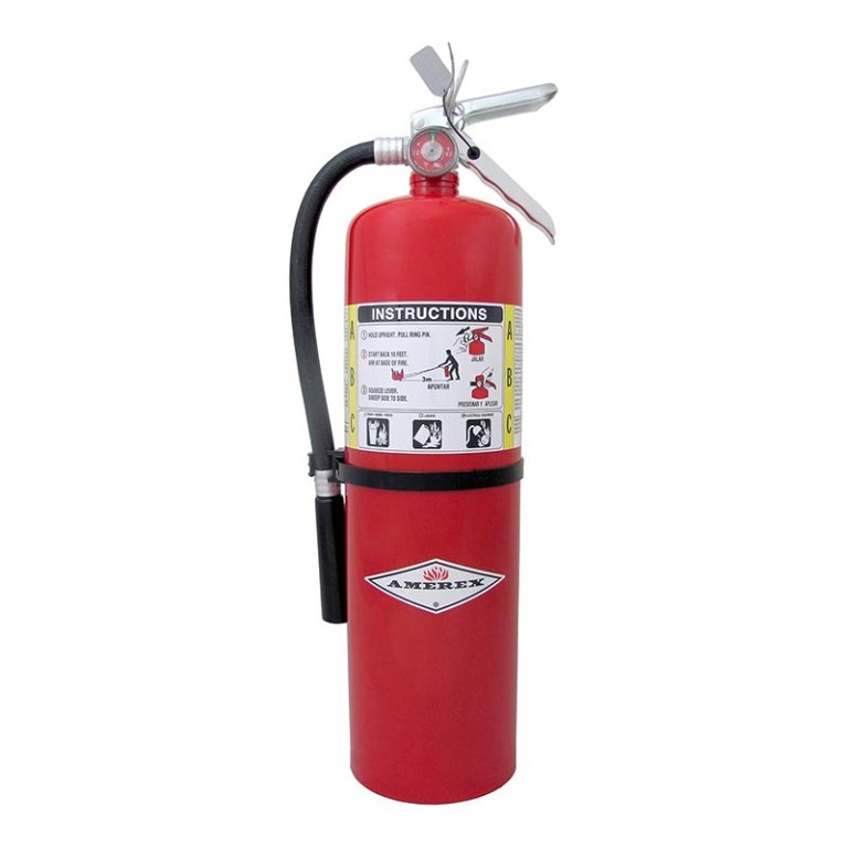  The Amerex 10-Pound B456 ABC Fire Extinguisher on a white background.