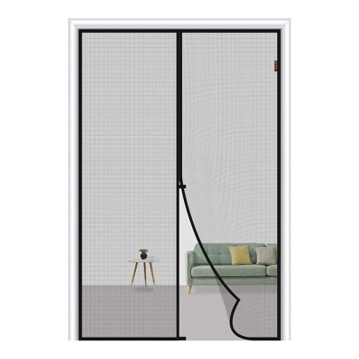 The Magzo Screen Door Magnets Fiberglass Door Mesh on a white background with a couch and side table in the background.