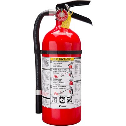The Kidde Pro 210 4-Pound ABC Fire Extinguisher on a white background.