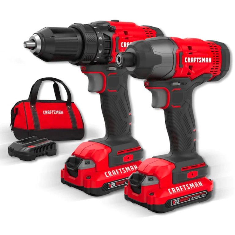  The Craftsman V20 Cordless 2-Tool Combo Kit on a white background.