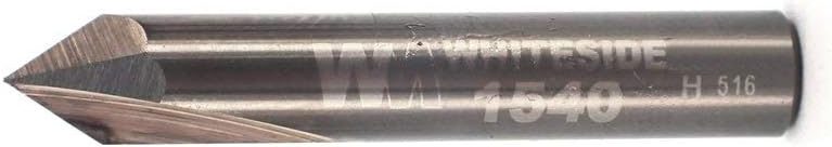 A silver V-groove router bit.
