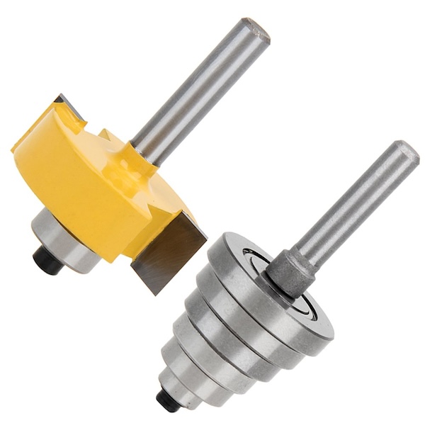A Rabbeting router bit with yellow detailing.