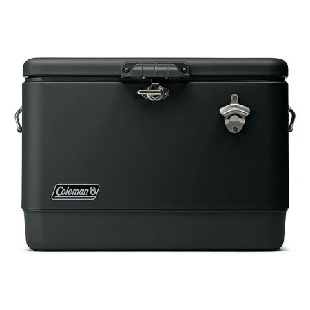  Black Coleman Reunion 54 Quart Steel Belted Cooler on white background